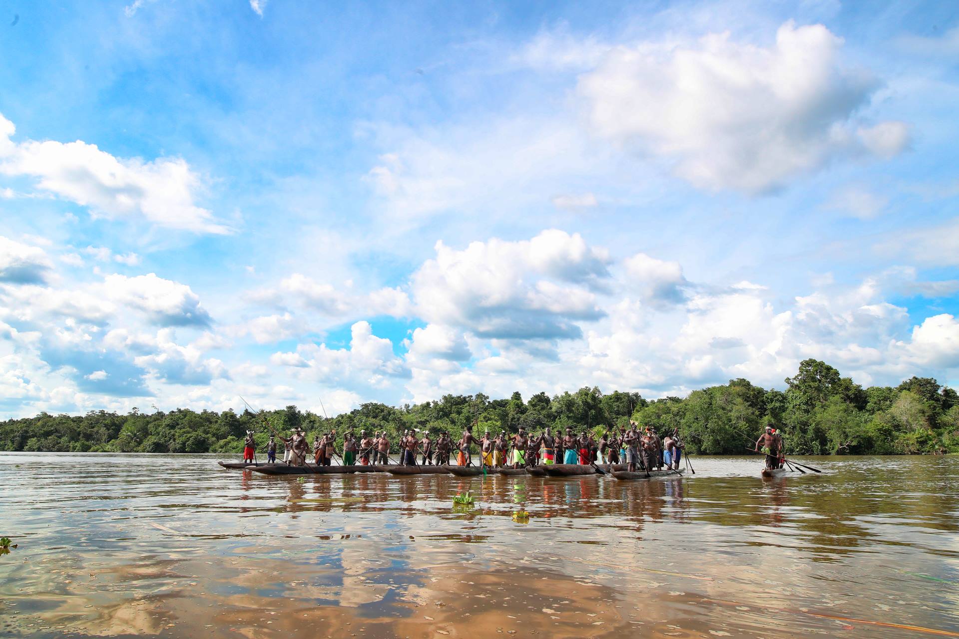 Asmat war canoes