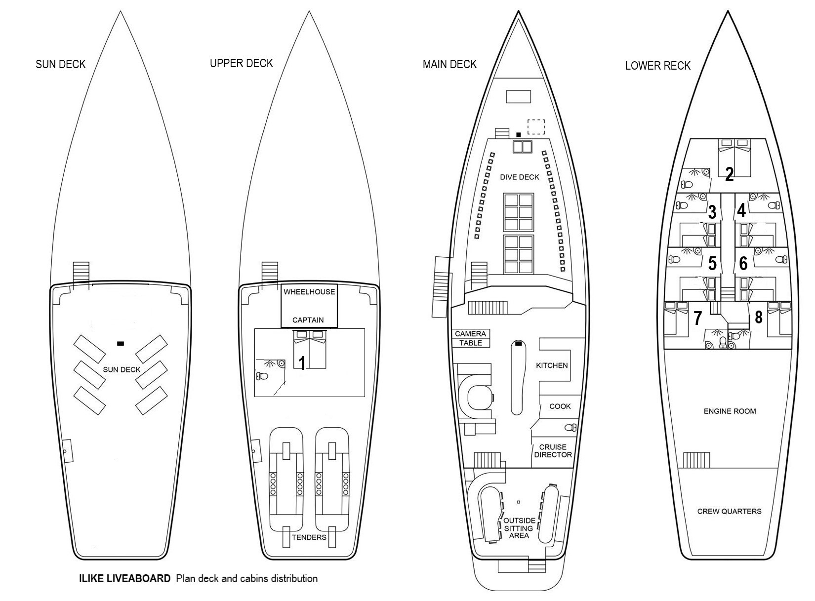 Deck plan of Ilike Liveaboard