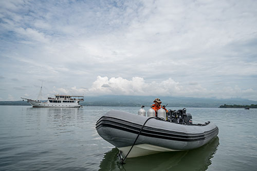 Oceanic's crew on dive dinghy