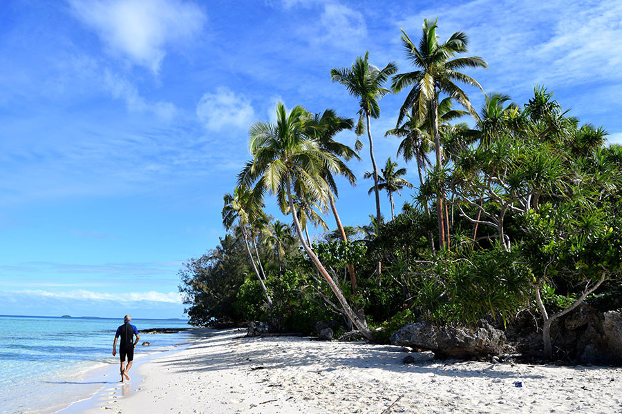 A diver in the beach in Tonga